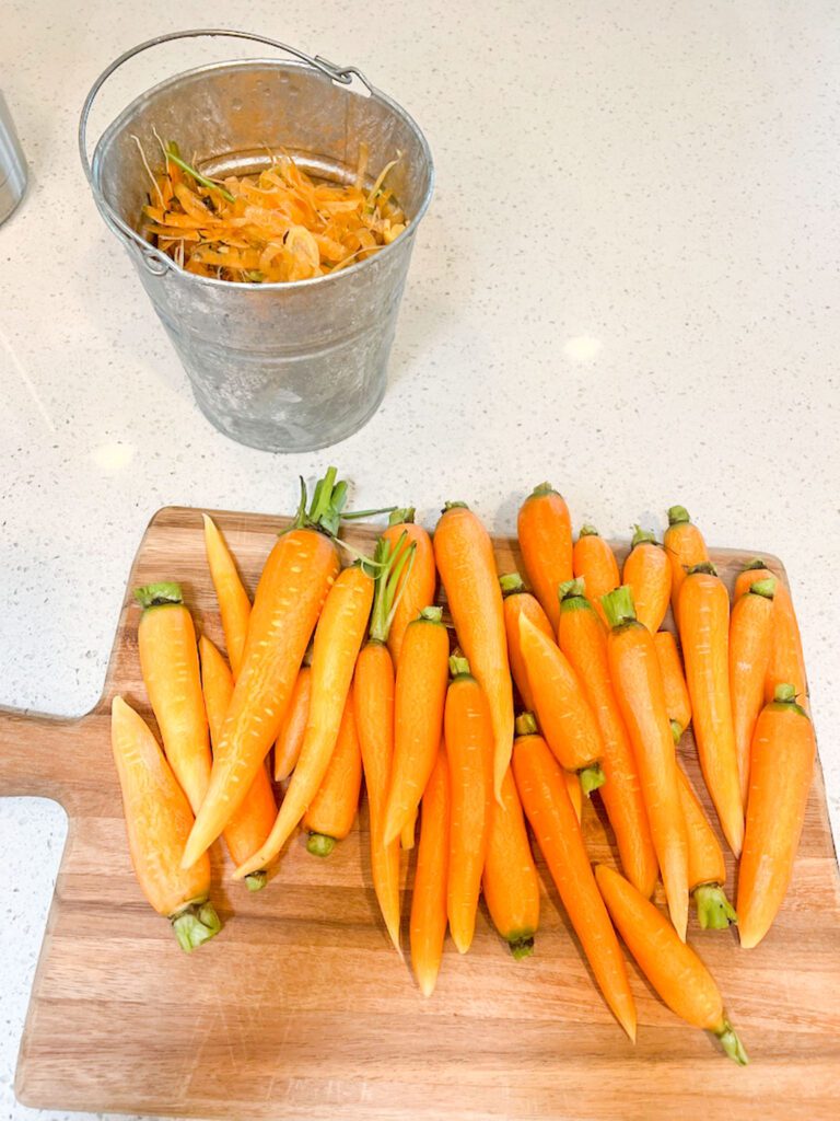 harvesting carrots peeled