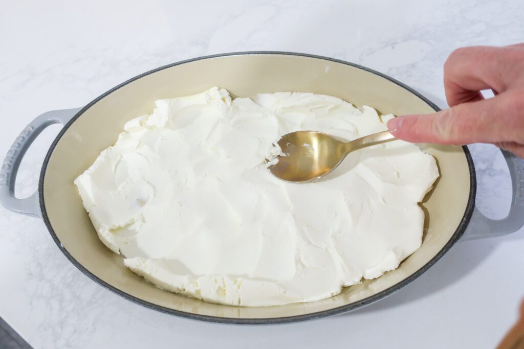 cream cheese base of buffalo chicken dip