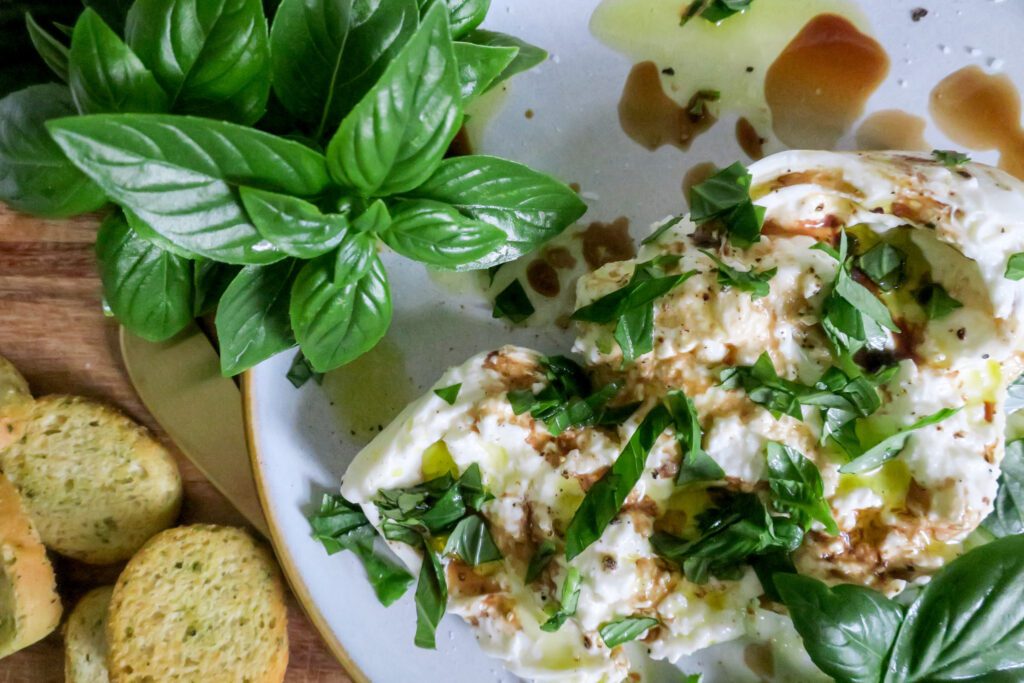 burrata with basil