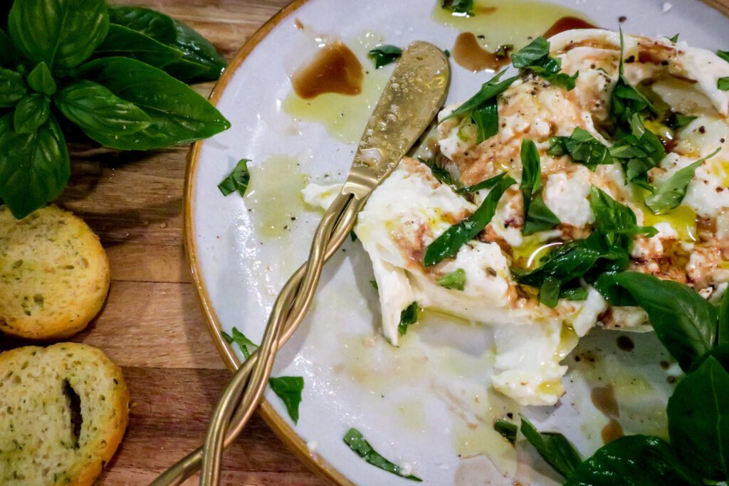 burrata with basil