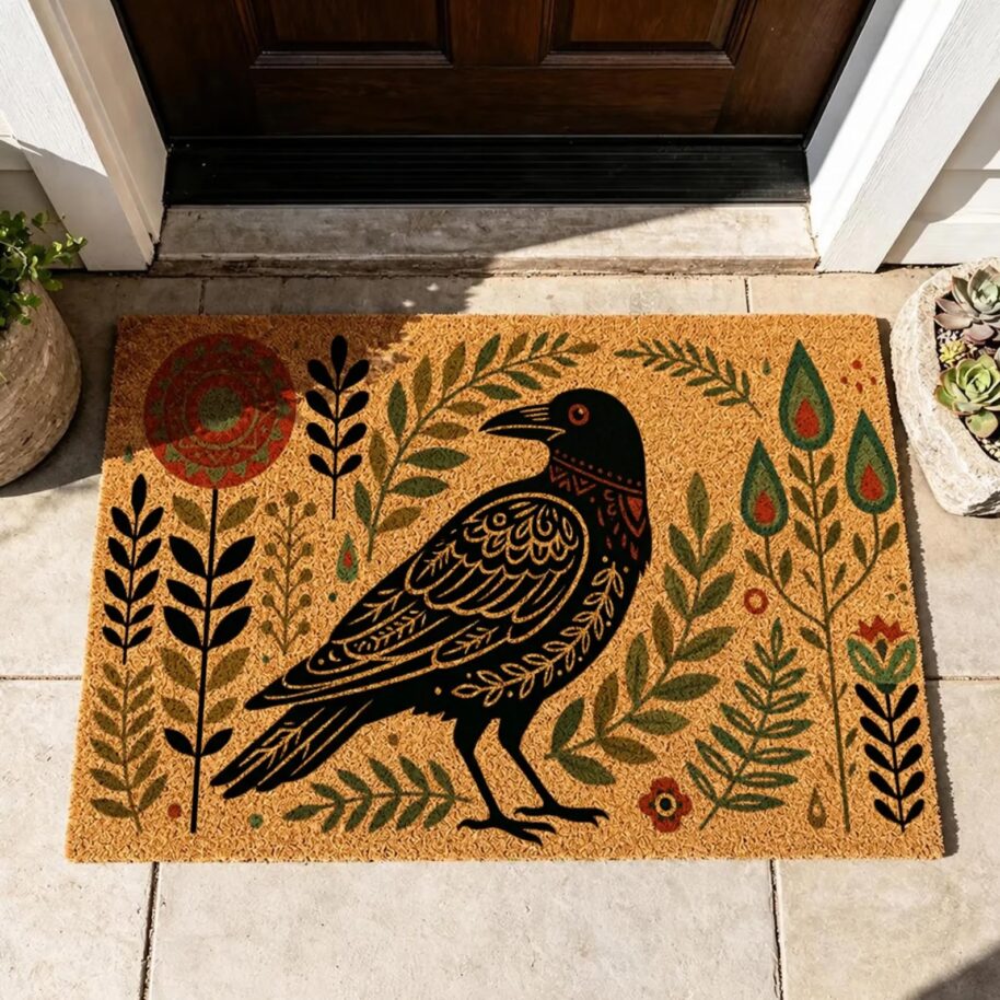 orange front door doormat
