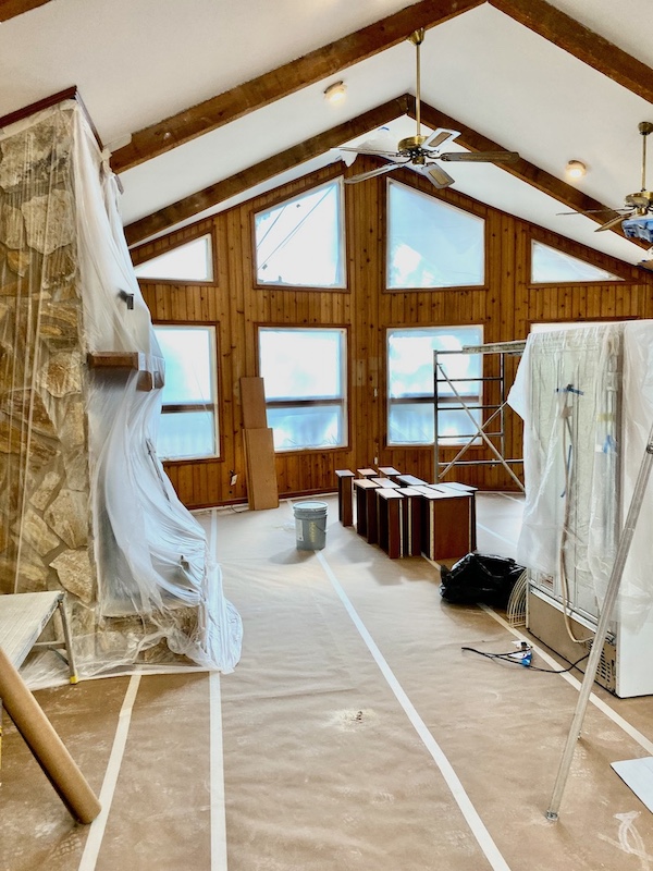 Lake house remodel great room during reno C