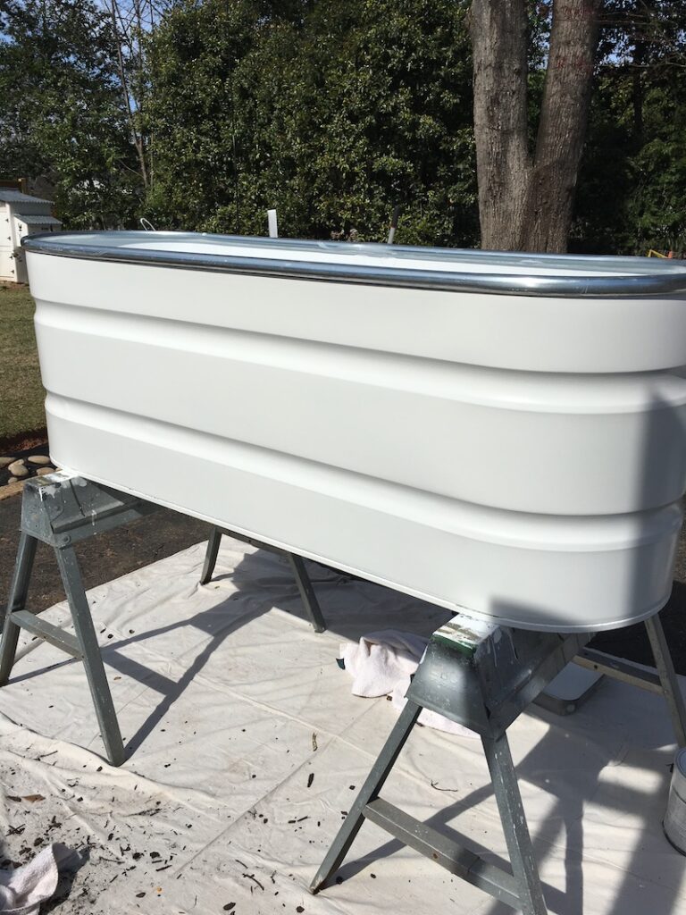 galvanized stock tank planter painting