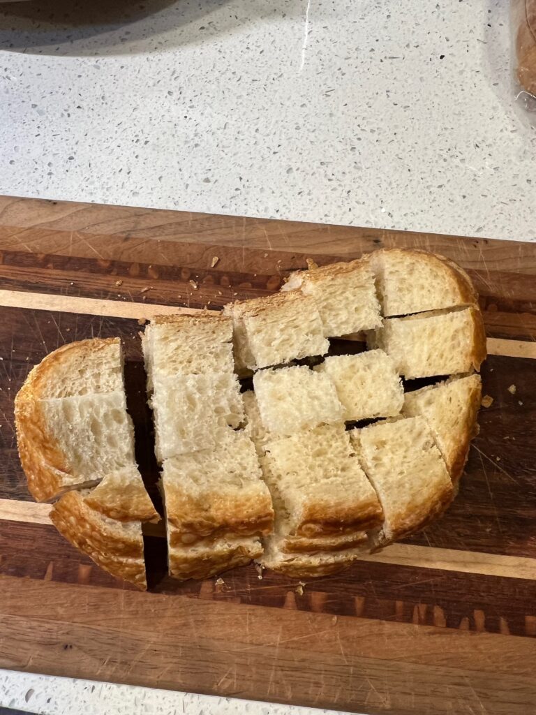 cubed sourdough bread