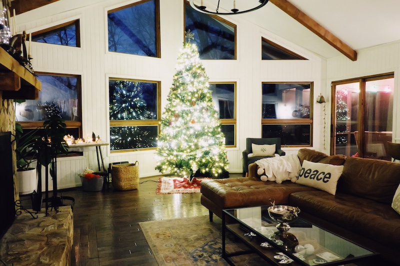 Lit Christmas tree