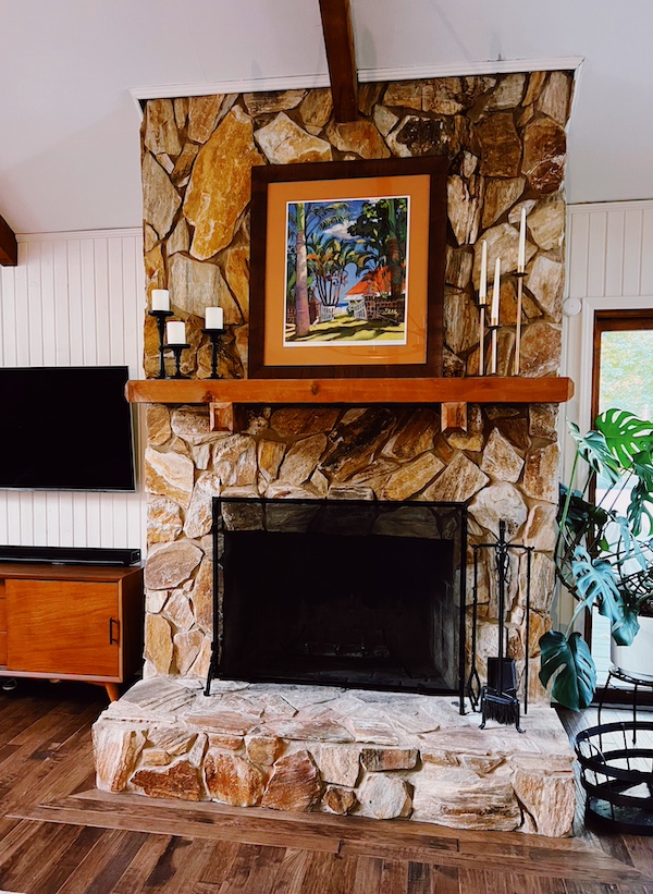 fireplace with stone