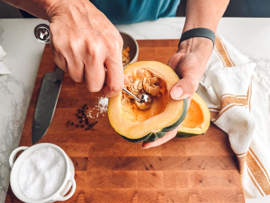 scoop squash seeds