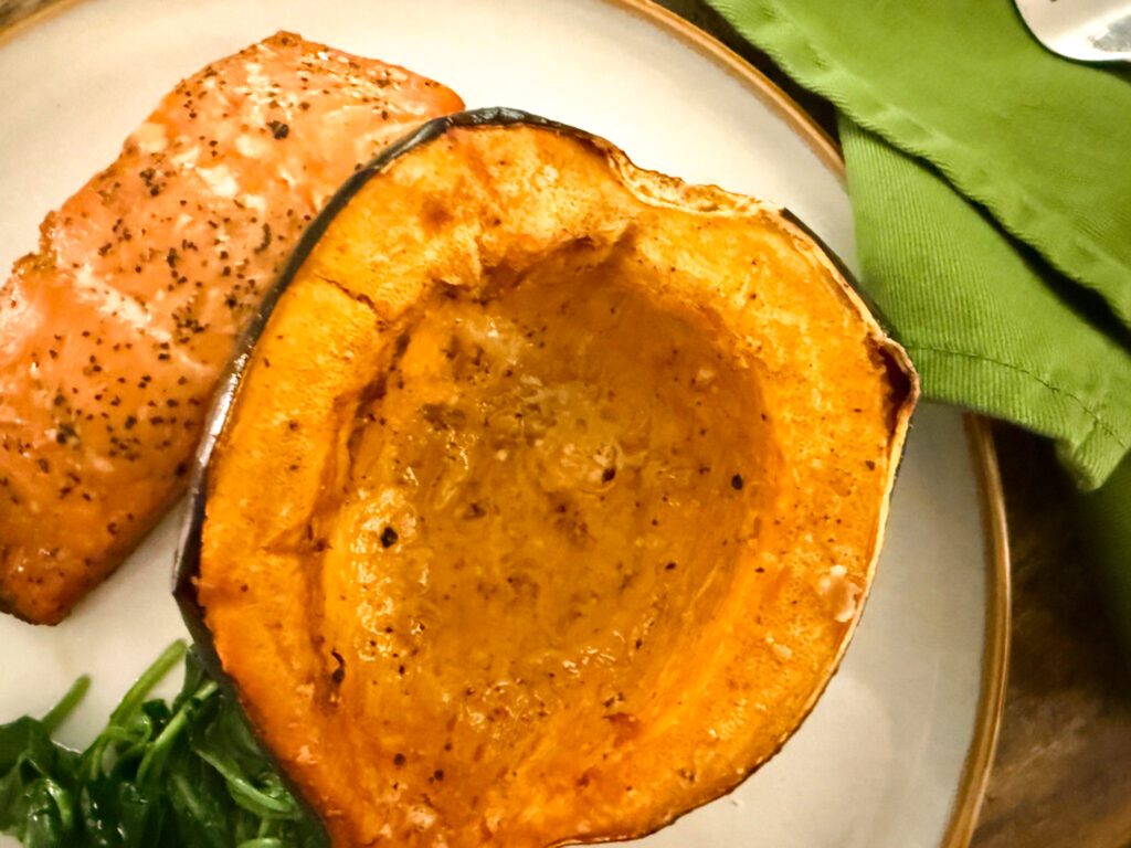 classic acorn squash oven roasted with salmon