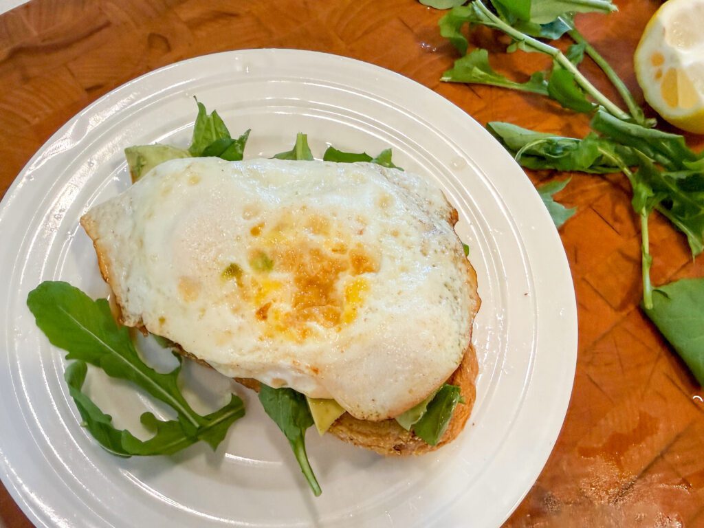 avocado toast with arugula