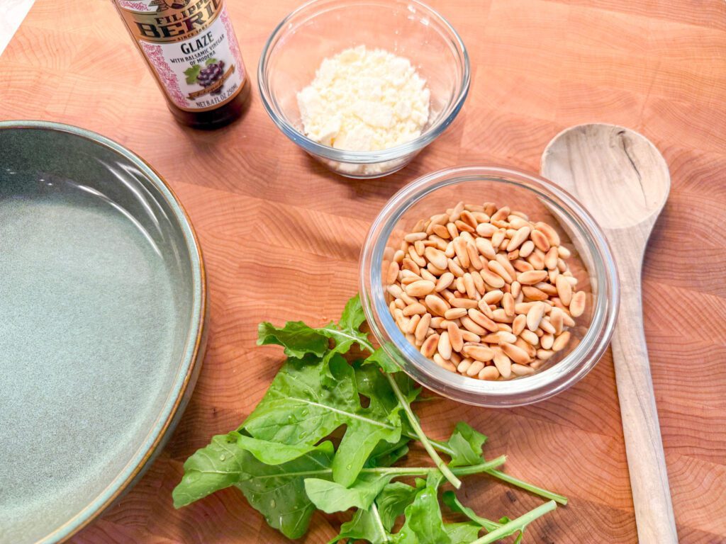 steak and arugula pasta ingredients