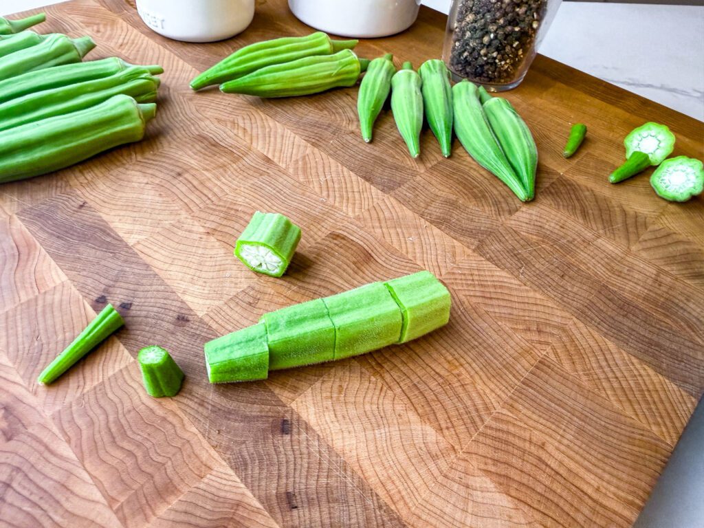 roasted okra sliced